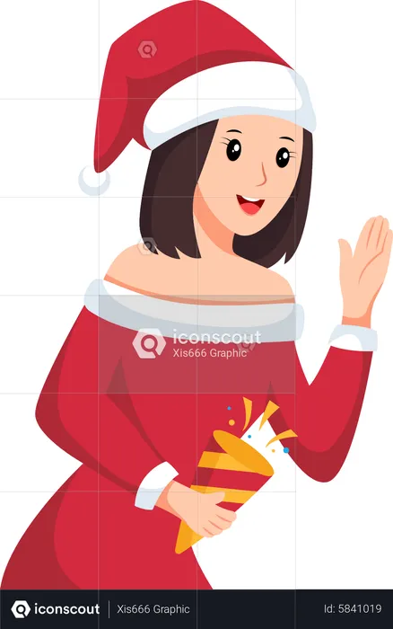 Fille appréciant la célébration de Noël  Illustration