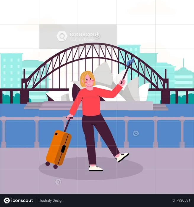 Fille profitant de vacances à Sydney  Illustration