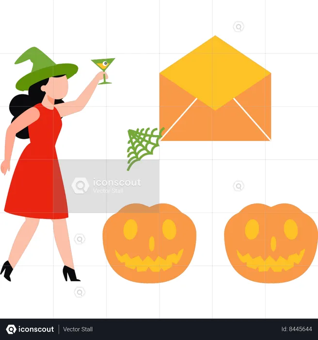 Fille appréciant la fête d'Halloween  Illustration