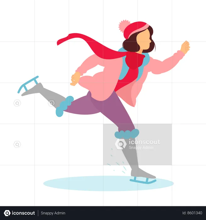 Fille aime patiner sur glace  Illustration