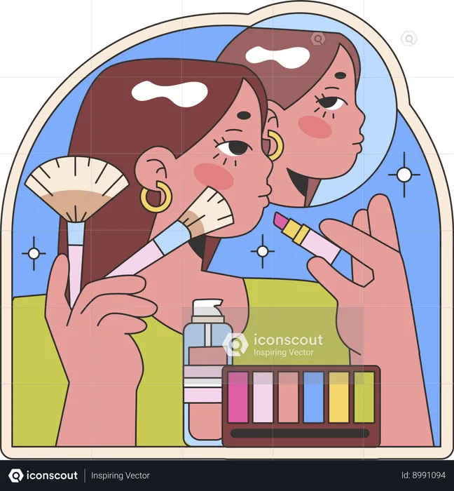 Fille faisant du maquillage  Illustration