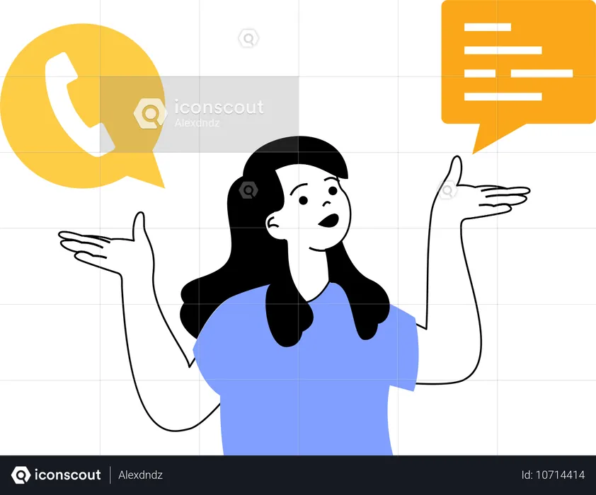 Une fille parle de communication en ligne  Illustration