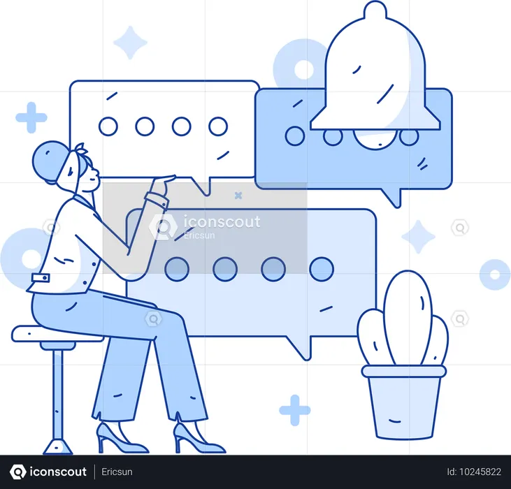 Fille recevant une notification marketing  Illustration