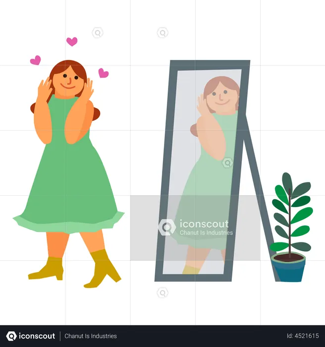 Fille regardant dans un miroir  Illustration