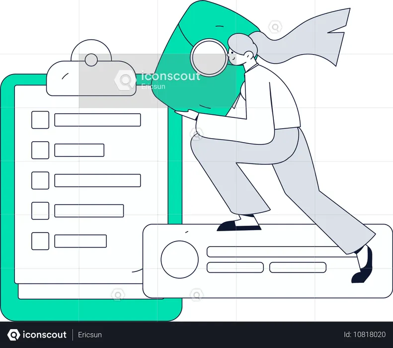 Fille remplissant un questionnaire client  Illustration