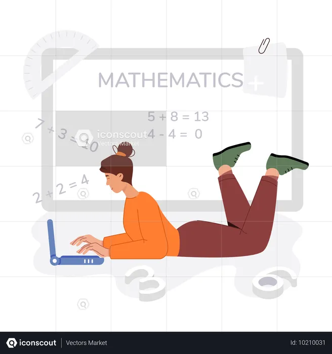 Fille résolvant une équation  Illustration