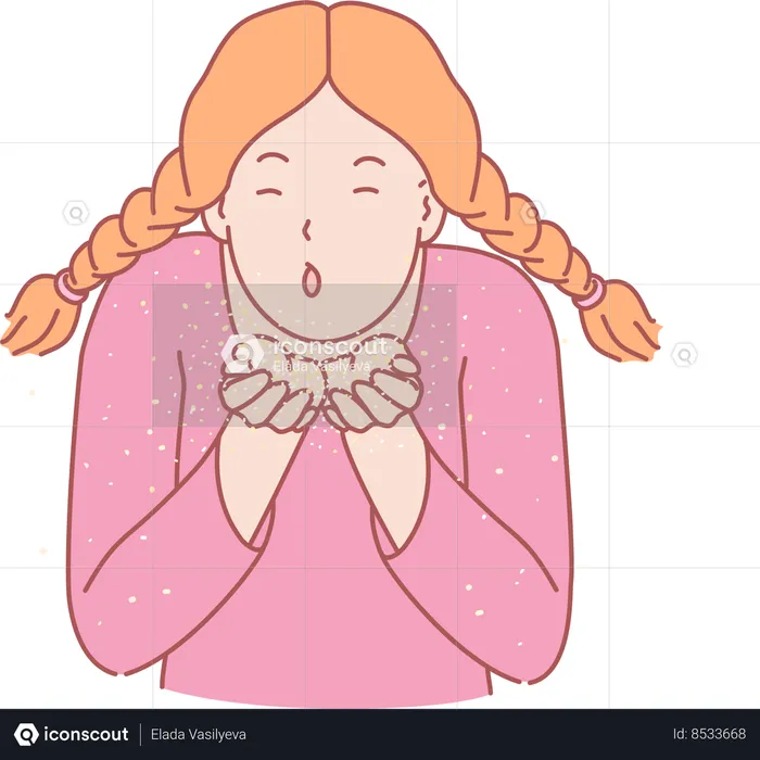 Fille soufflant des bulles  Illustration