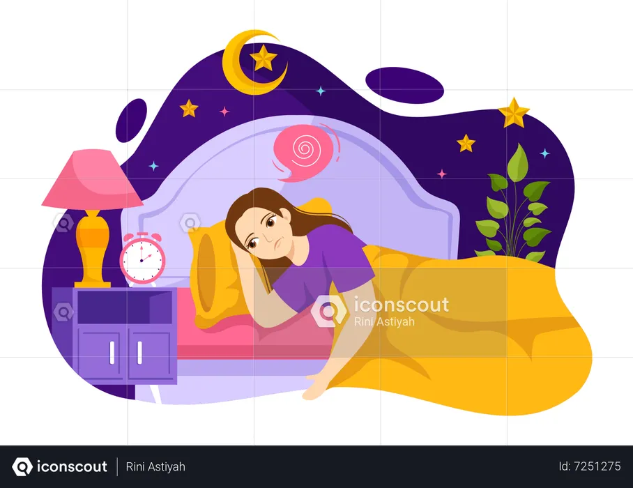 Fille souffrant de troubles du sommeil  Illustration