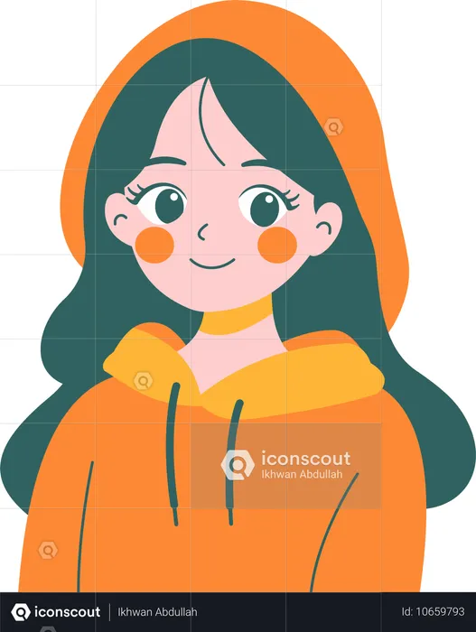 Fille mignonne et souriante portant un sweat à capuche et des vêtements chauds  Illustration