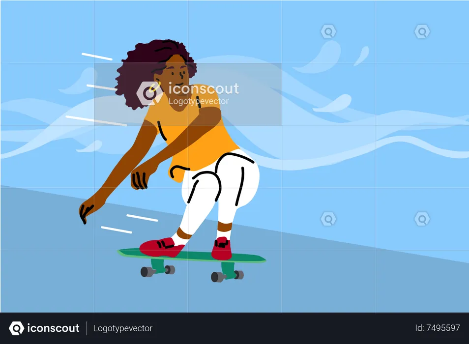 Fille sur skateboard  Illustration