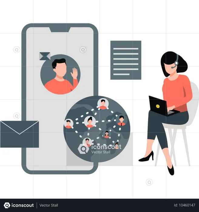 Fille travaillant sur la collaboration entre employés  Illustration
