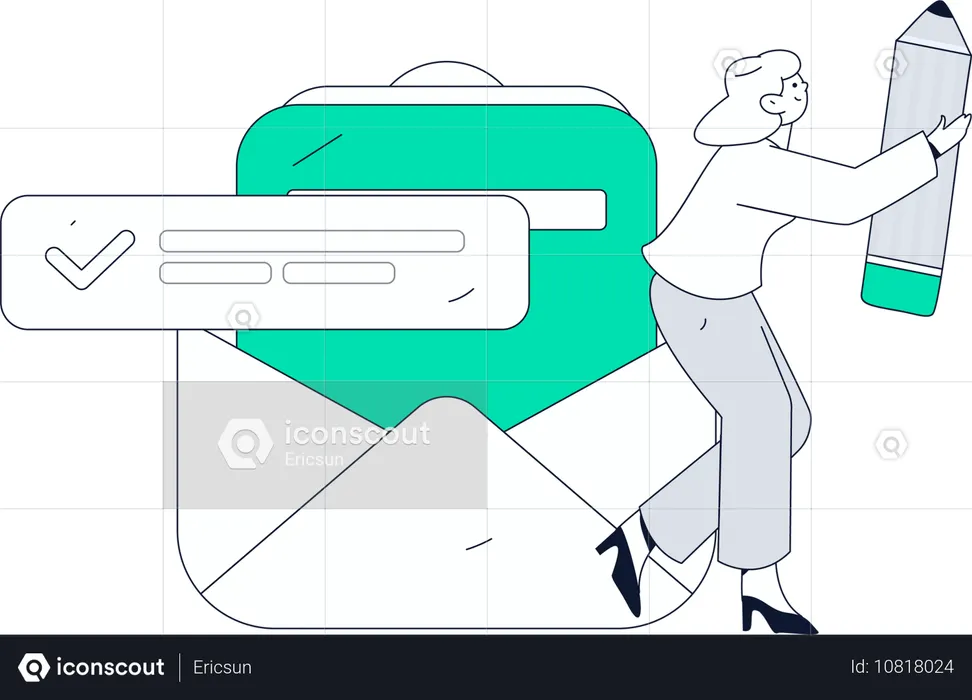 Fille travaillant sur les commentaires des clients  Illustration