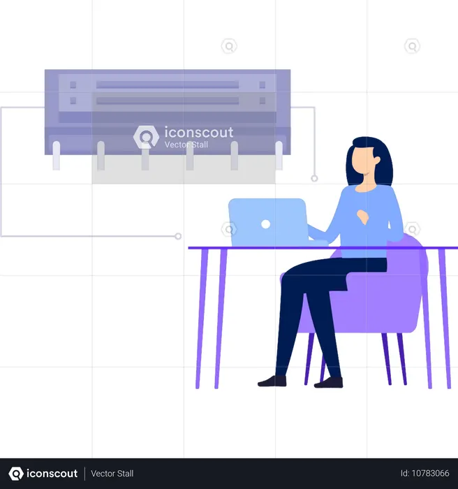 Fille travaillant sur une application de scraping  Illustration