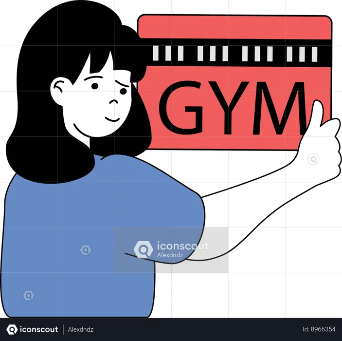 La fille va au gymnase pour faire de l'exercice  Illustration