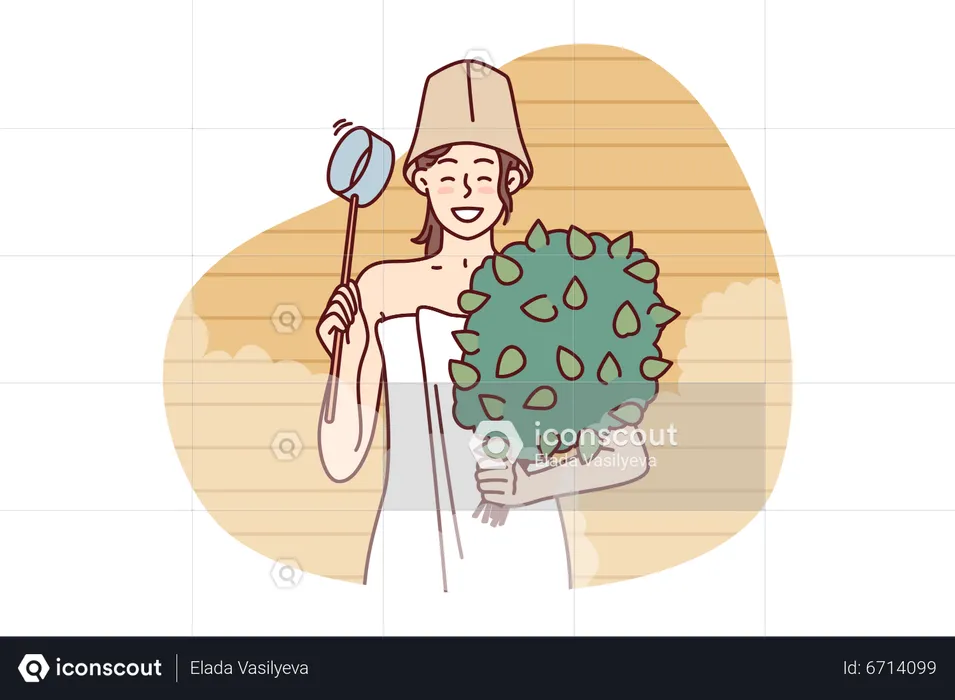 Fille va au sauna chaud  Illustration