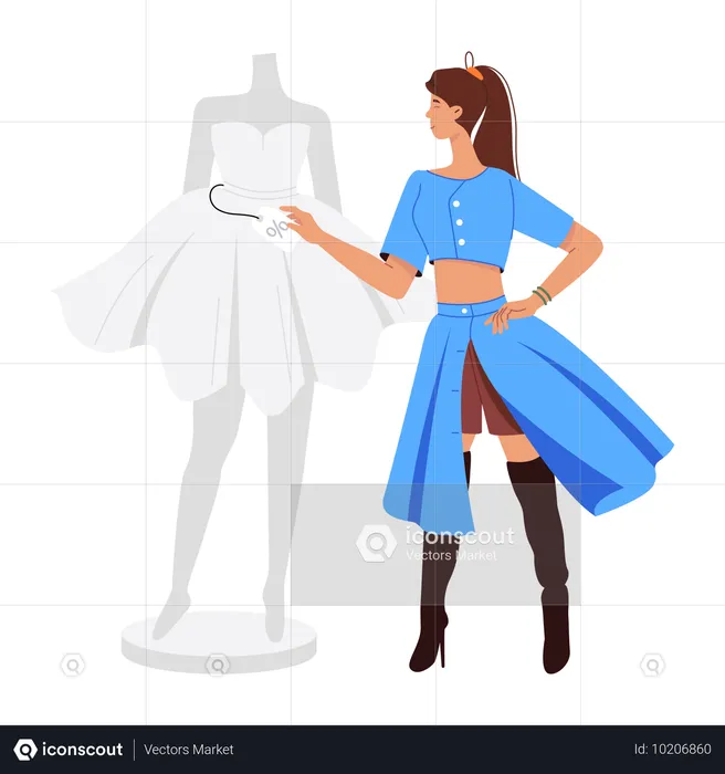 Fille vendant des vêtements  Illustration