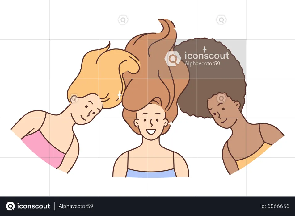 Filles affichant des cheveux  Illustration