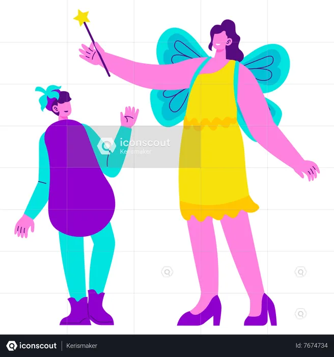 Filles appréciant la fête costumée  Illustration