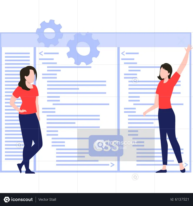 Filles codant en CSS  Illustration