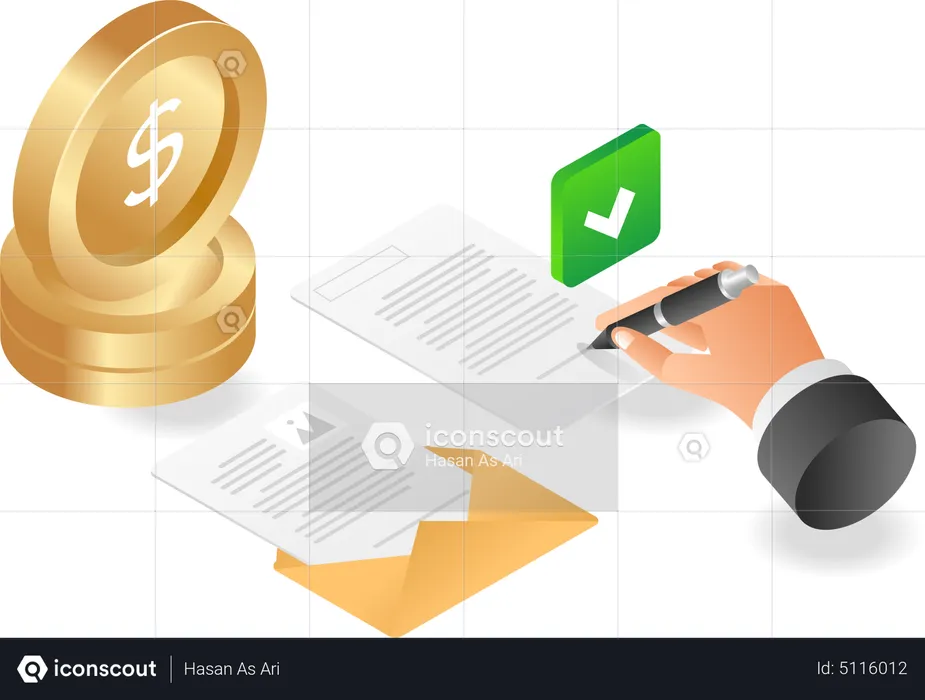 Filling out a business payment letter  Illustration