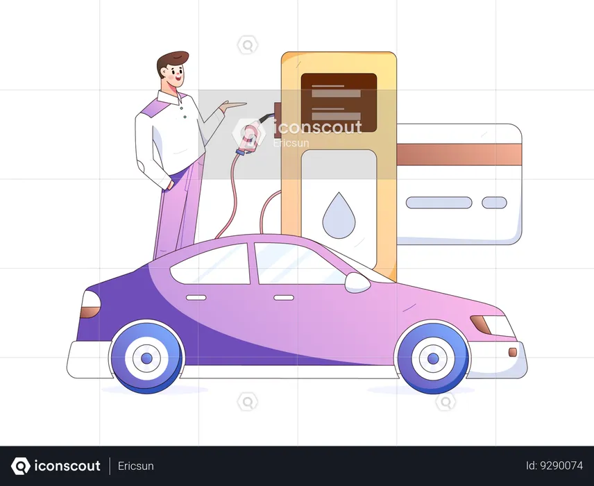 Filling petrol into car  Illustration