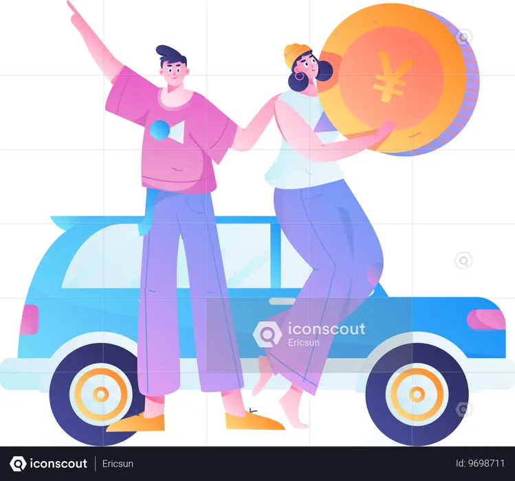 Filling petrol into car  Illustration