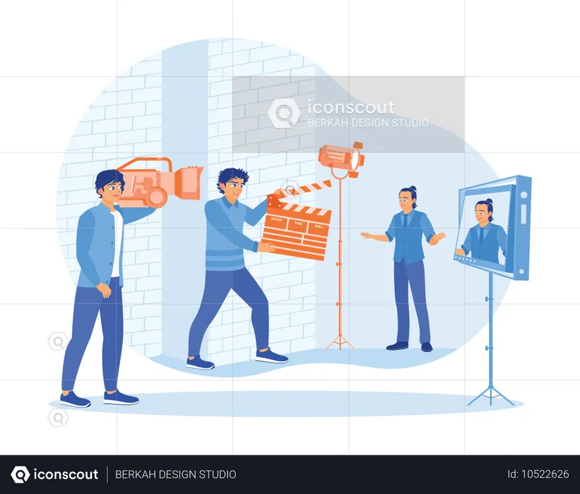 Filmteam bei der Filmerstellung  Illustration