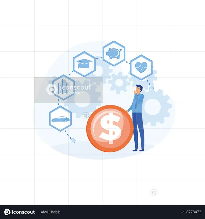 Finanças pessoais para alocar despesas  Ilustração