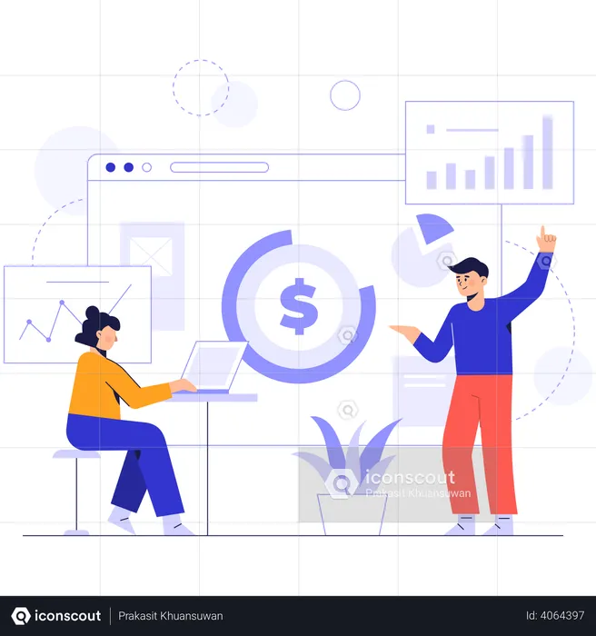 Finance analysis by employees  Illustration