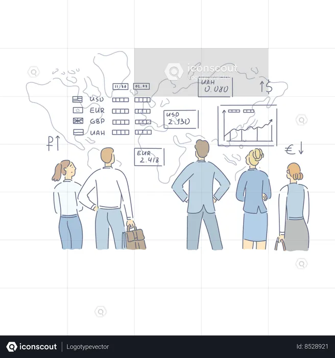 Finance Experts Analysing Word Business Rates  Illustration