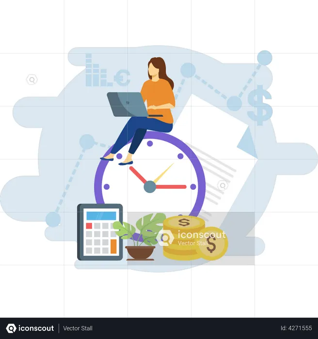 Finance management by employee  Illustration