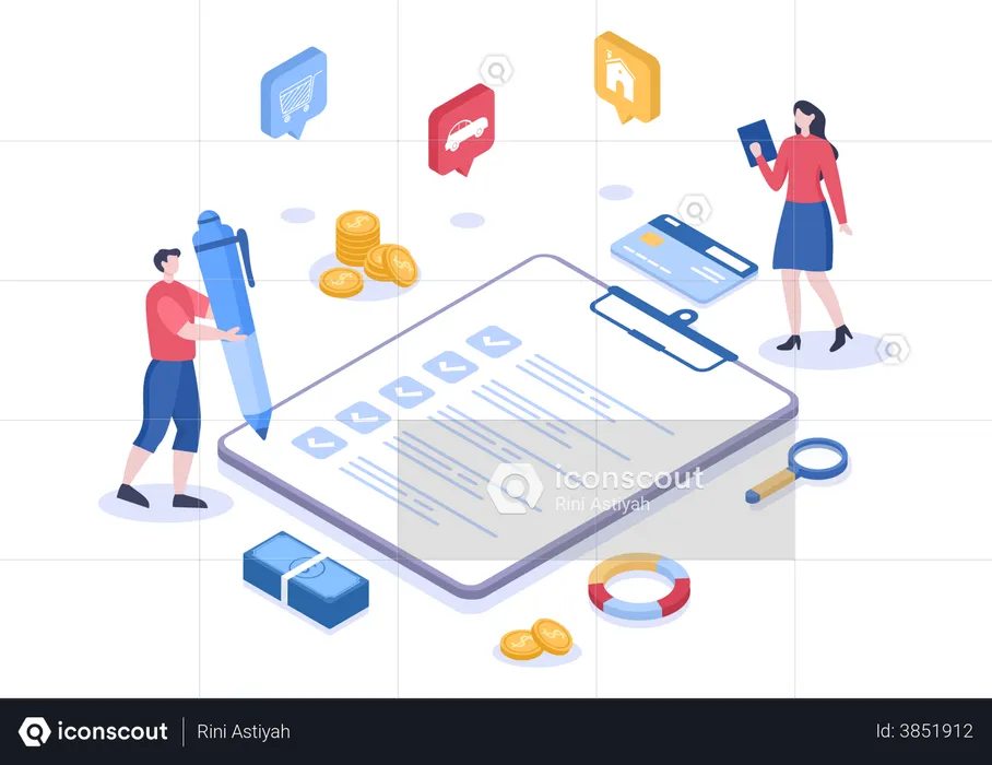 Finance management by people  Illustration
