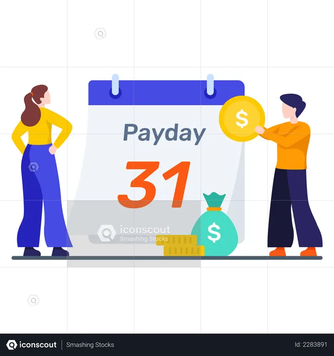 Finance manager paying salary of employees  Illustration