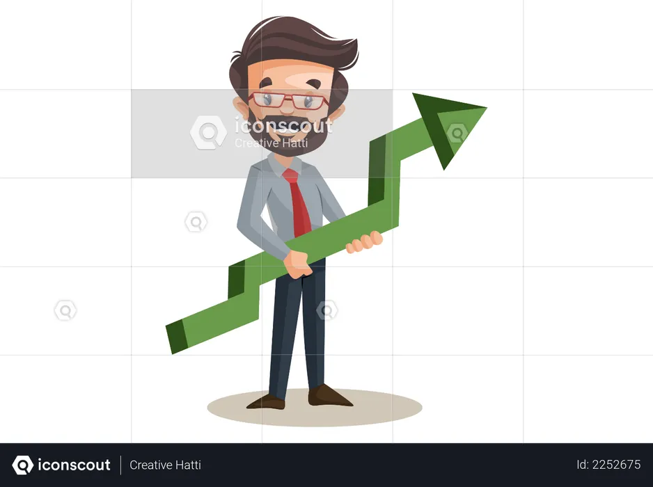 Financial advisor holding growth arrow in hand  Illustration