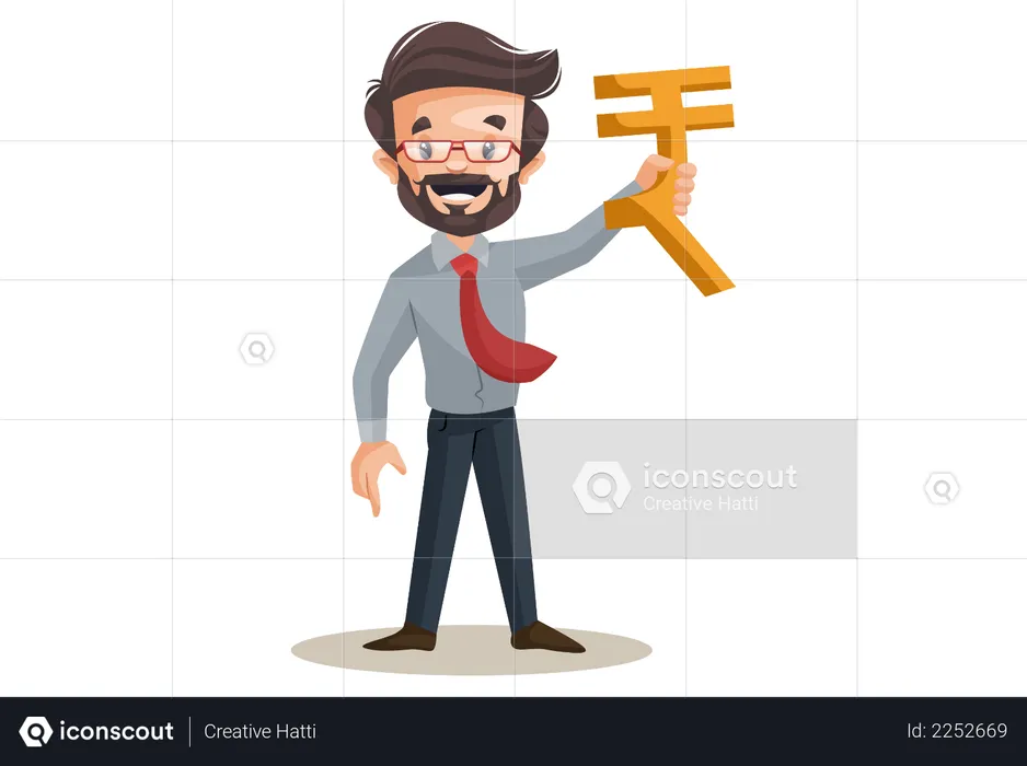 Financial advisor is showing an Indian rupee sign  Illustration