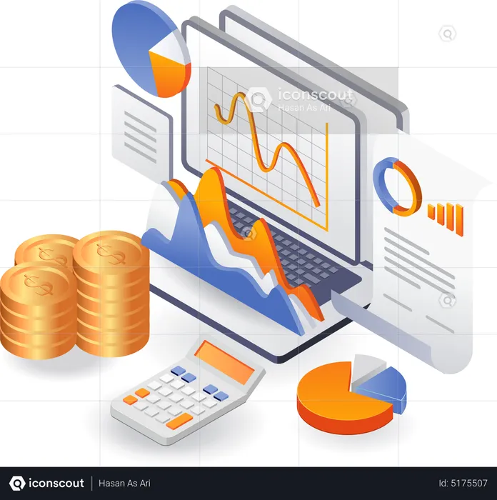 Financial analysis data on investment  Illustration