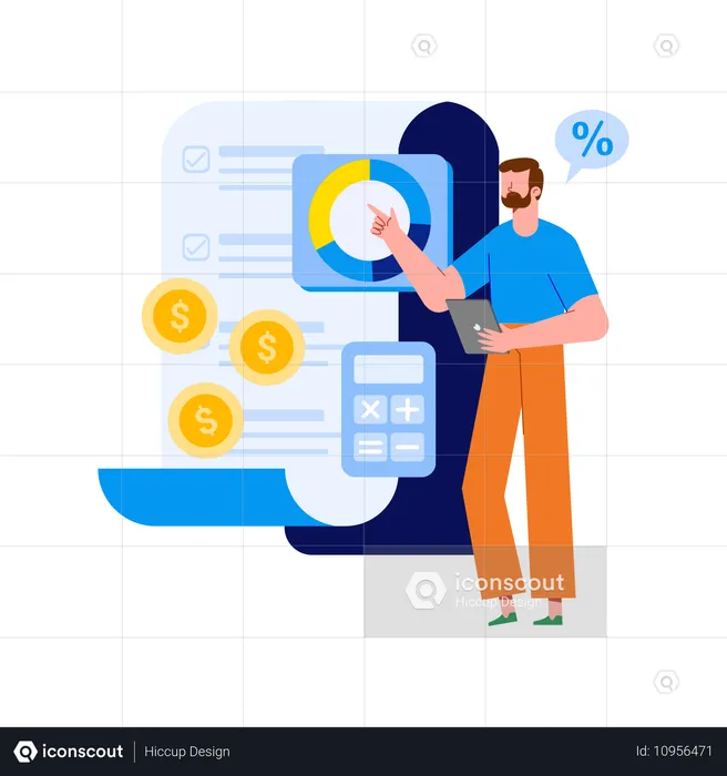 Financial Analysis with Chart Representation  Illustration