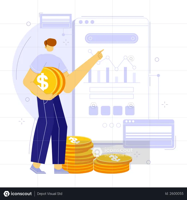 Financial and budget planning on the web using statistics  Illustration