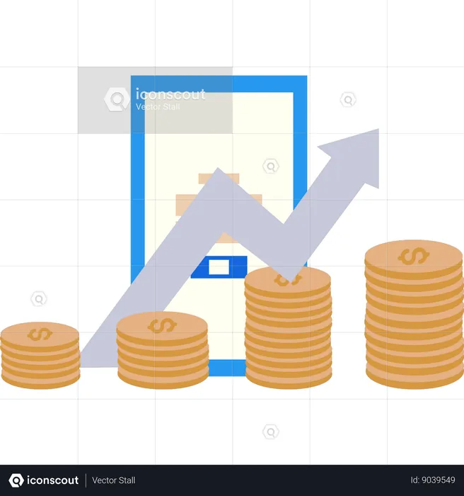 Financial Business Graph Growing  Illustration