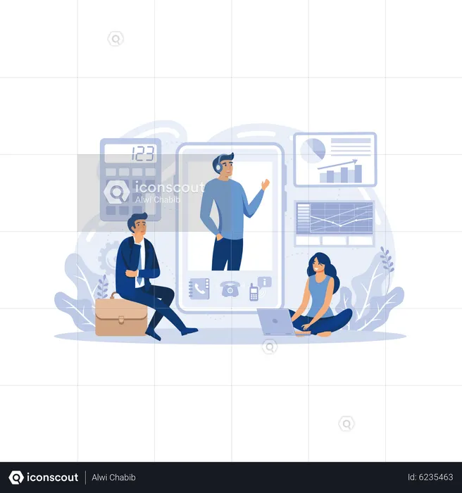 Financial consultant online service  Illustration