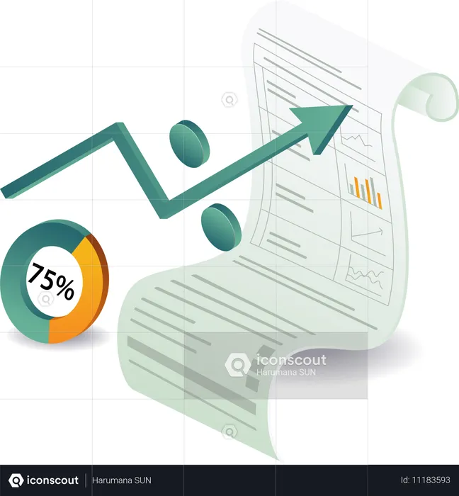 재무 데이터 분석 백분율 시트 용지  일러스트레이션