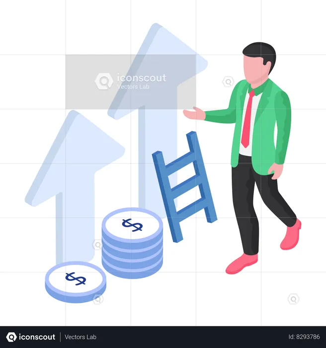 Financial growth ladder  Illustration