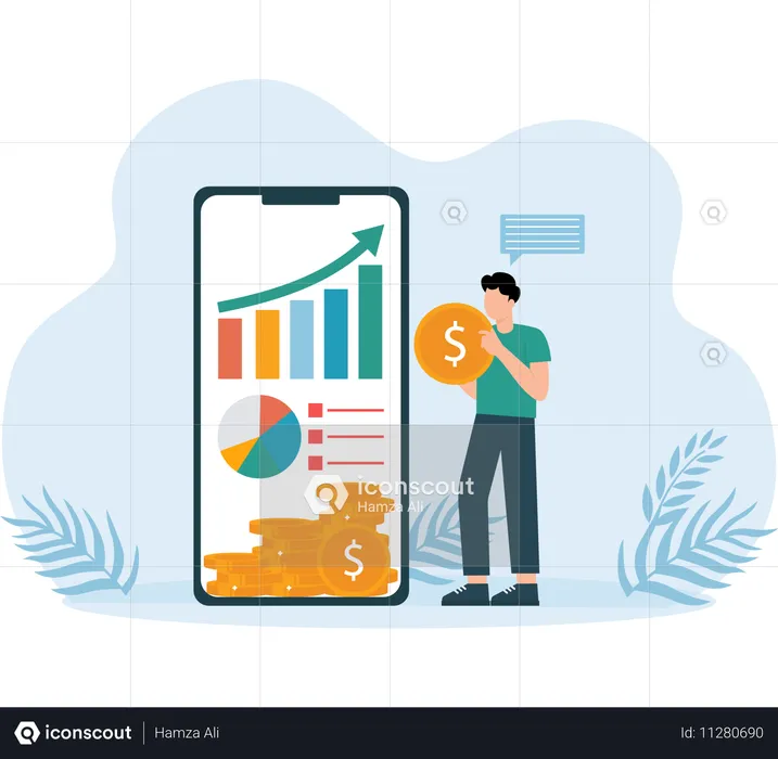 Financial Growth shown by manager in meeting  Illustration