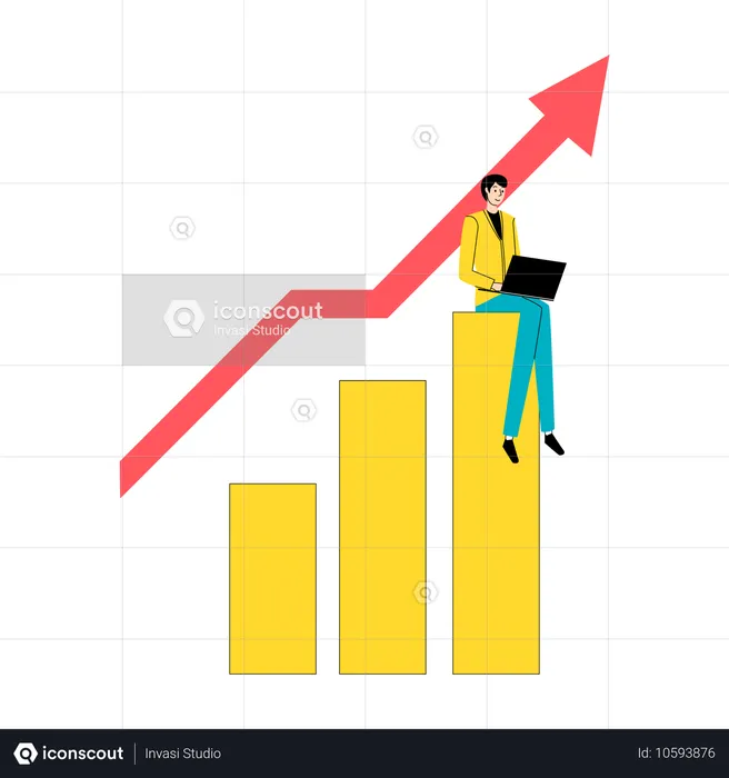 Financial growth shown by upward arrow chart  Illustration