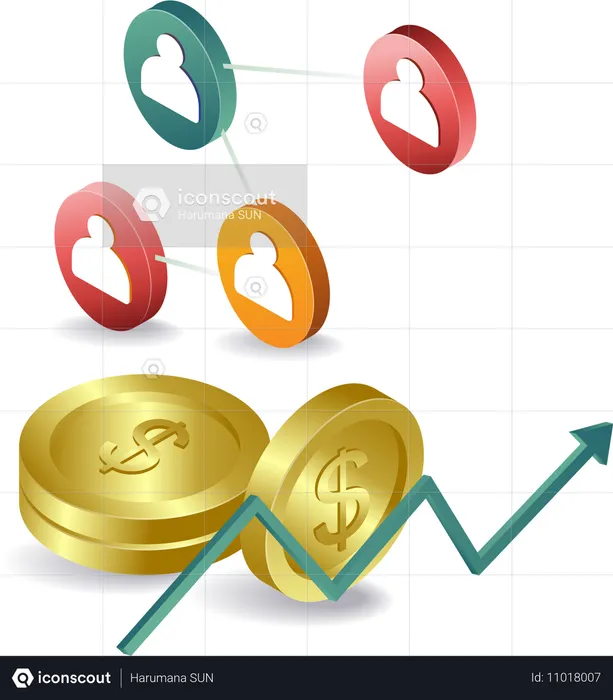 Financial growth with network of people  Illustration