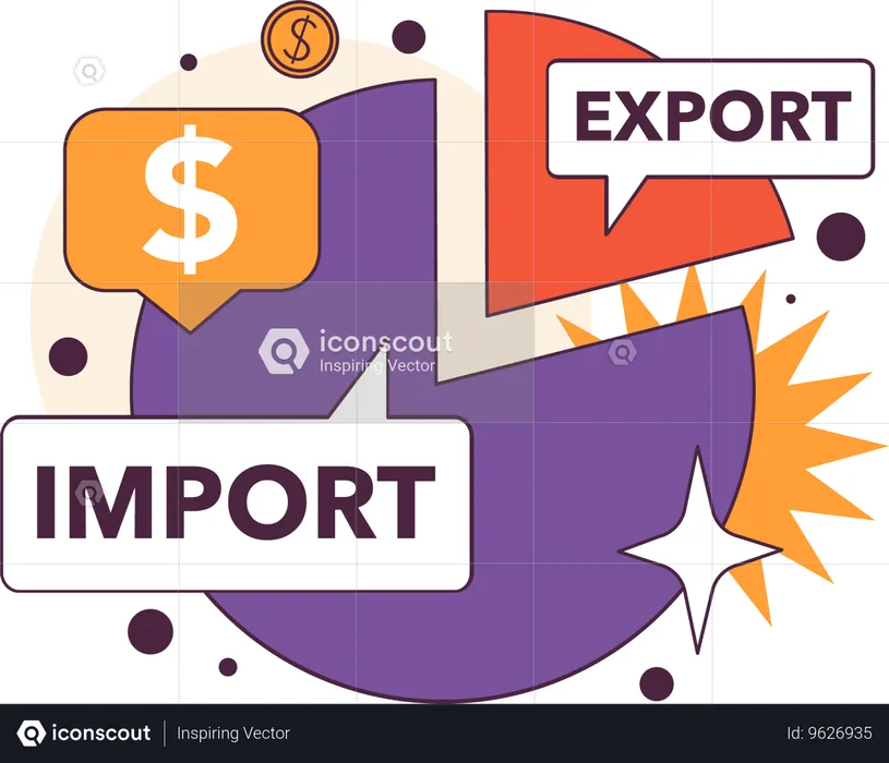 Financial import and export report  Illustration