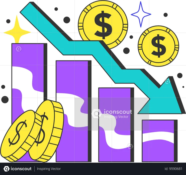 Financial loss chart  Illustration