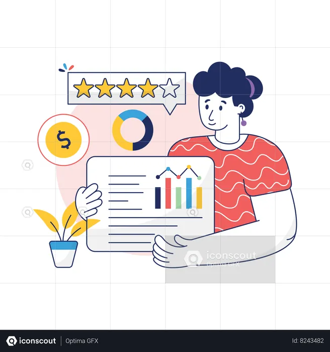 Financial Planner is analyzing financial growth  Illustration