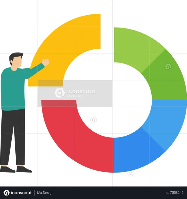 Financial planners make pie chart to balance investment portfolios  Illustration