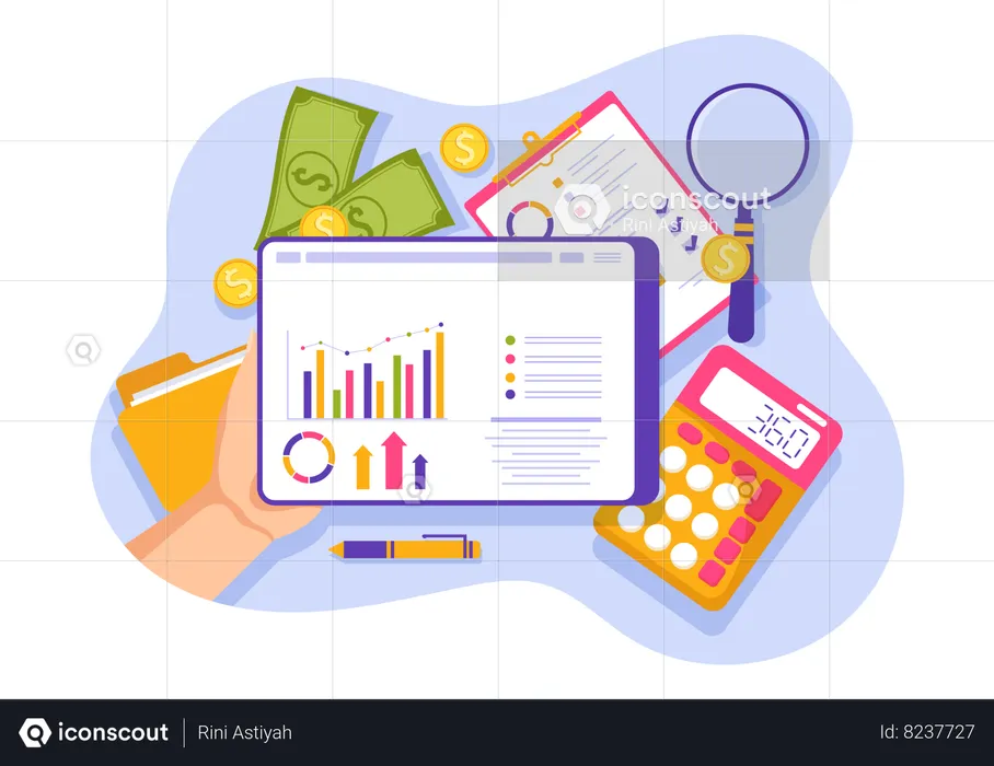 Financial statistics dashboard  Illustration